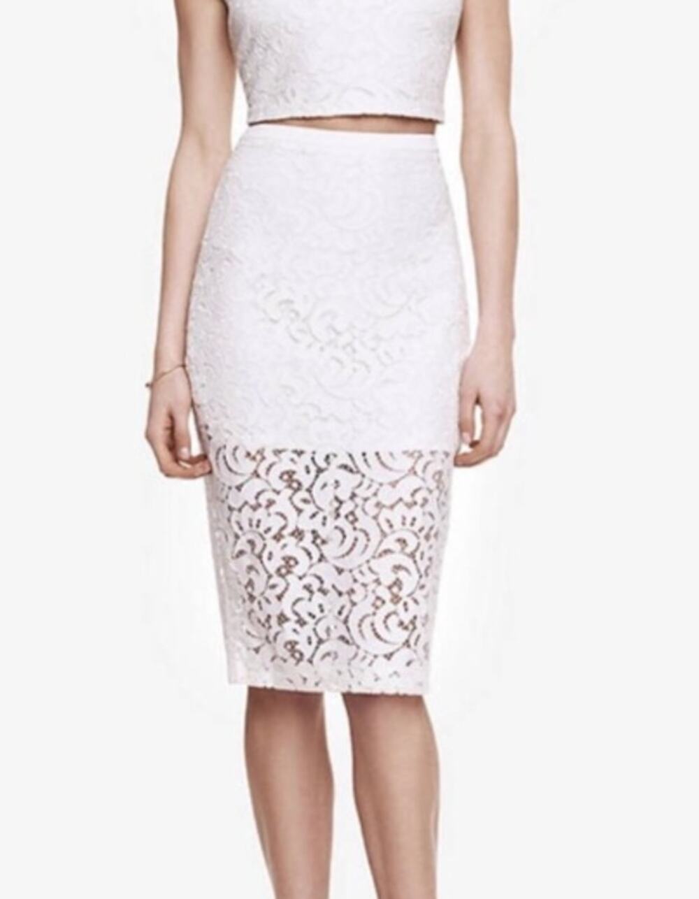 NWT Express Cream Lace Pencil Skirt sz 4